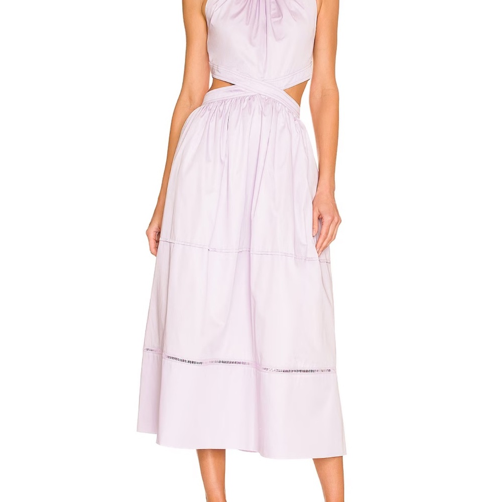 NWT Something Navy lavender midi cut out dress